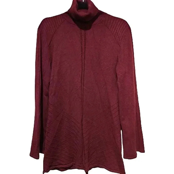 Katherine Barclay Montréal Merlot Ribbed Knit Turtleneck Sweater Tunic – M - Picture 2 of 5